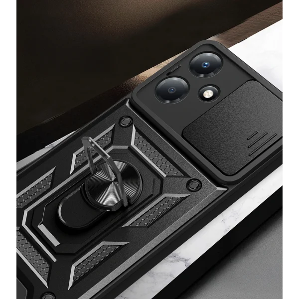 İnfinix Hot 30 Play Kılıf Magnetik Standlı Kamera Korumalı Sürgülü Vega Kapak