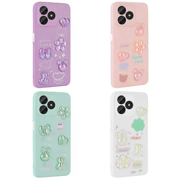 Realme C53 Kılıf Kabartma Figürlü Parlak Toys Silikon Kapak