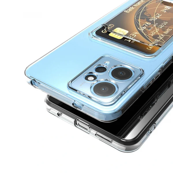 Xiaomi Redmi Note 12 5G Kılıf Kartlıklı Şeffaf Setra Clear Silikon Kapak