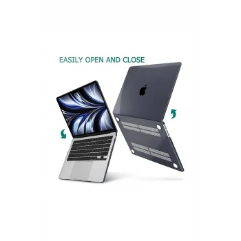 MacBook Air M2 13.6 A2681 2022 Kristal Siyah Kılıf Kapak Koruma