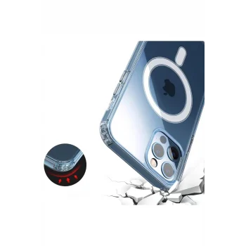 İPhone 11 Uyumlu Kılıf Magsafe Şarj Özellikli Şeffaf Sert PC Kapak