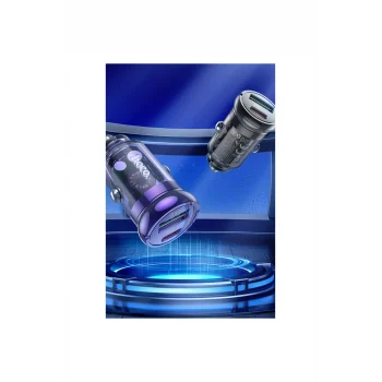 PD 30W Type-C ve USB Çıkışlı Araç Şarjı - Siyah