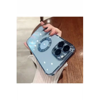 Apple Iphone 11 Uyumlu Kılıf Magsafe Köşeleri Renkli Şeffaf Kamera Korumalı Silikon Kapak