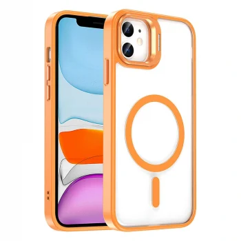 iPhone 11 Kılıf M-safe Şarj Özellikli Standlı M-safe Klon Lensli Kapak