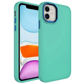 iPhone 11 Kılıf Metal Çerçeve ve Buton Tasarımlı Silikon  Luna Kapak