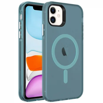 iPhone 11 Kılıf M-safe Şarj Özellikli Buzlu Transparan C-Pro Sert Kapak