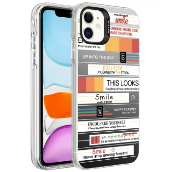 iPhone 12 Kılıf Desenli Silver Sert Kapak