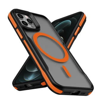 iPhone 12 Kılıf M-safe Şarj Özellikli Renkli Kenar Airbag Şeritli Lamer Kapak