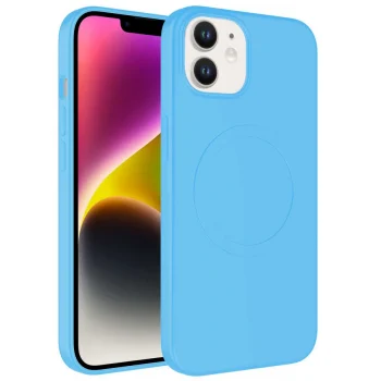 iPhone 12 Kılıf M-safe Wireless Şarj Özellikli Pastel Renk Silikon  Plas Kapak