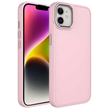 iPhone 12 Kılıf Metal Çerçeve ve Buton Tasarımlı Silikon  Luna Kapak