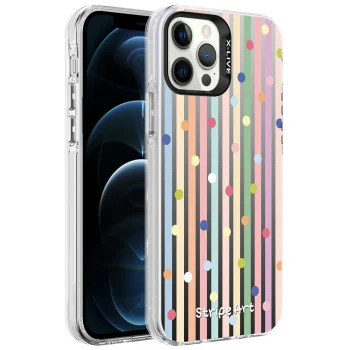 iPhone 12 Pro Kılıf Desenli Silver Sert Kapak