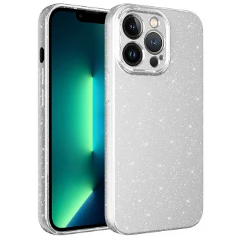iPhone 12 Pro Kılıf Kamera Korumalı Simli Lüks  Koton Kapak