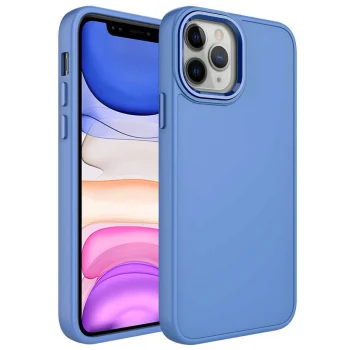 iPhone 12 Pro Kılıf Metal Çerçeve ve Buton Tasarımlı Silikon  Luna Kapak