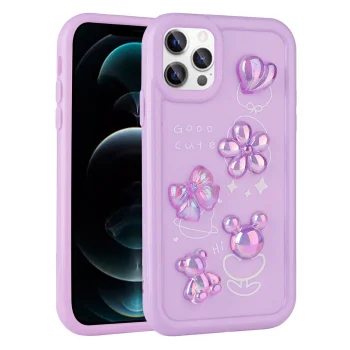 iPhone 12 Pro Max Kılıf Kabartma Figürlü Parlak Toys Silikon Kapak