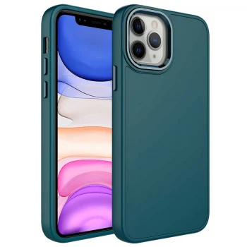 iPhone 12 Pro Max Kılıf Metal Çerçeve ve Buton Tasarımlı Silikon  Luna Kapak