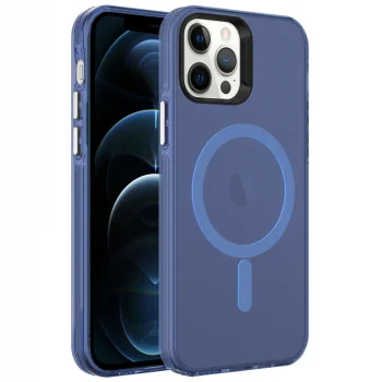 iPhone 12 Pro Max Kılıf M-safe Şarj Özellikli Buzlu Transparan C-Pro Sert Kapak