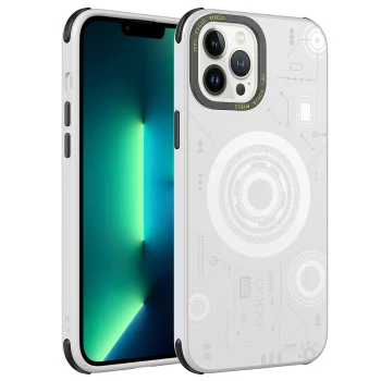 iPhone 12 Pro Max Kılıf Wireless Şarj Özellikli Desenli Hot Kapak