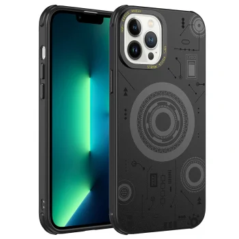 iPhone 13 Pro Kılıf Wireless Şarj Özellikli Desenli Hot Kapak