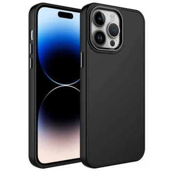 iPhone 13 Pro Max Kılıf Metal Çerçeve ve Buton Tasarımlı Silikon  Luna Kapak