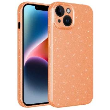 iPhone 14 Kılıf Kamera Korumalı Simli Lüks  Koton Kapak
