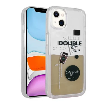 iPhone 14 Plus Kılıf Desenli Sıvılı  Drink Silikon Kapak