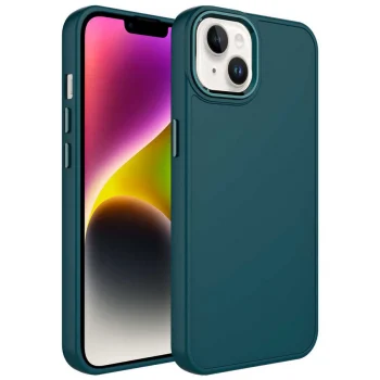 iPhone 14 Plus Kılıf Metal Çerçeve ve Buton Tasarımlı Silikon  Luna Kapak