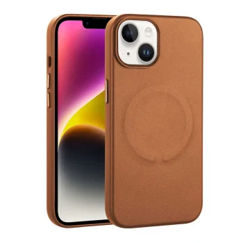 iPhone 14 Plus Kılıf PU Deri M-safe Wireless Şarj Özellikli Derix Kapak