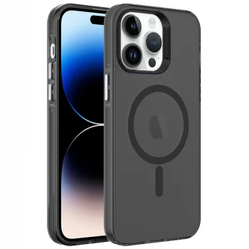 iPhone 14 Pro Kılıf M-safe Şarj Özellikli Buzlu Transparan C-Pro Sert Kapak