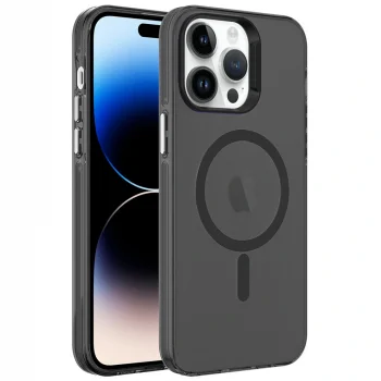 iPhone 14 Pro Kılıf M-safe Şarj Özellikli Buzlu Transparan C-Pro Sert Kapak