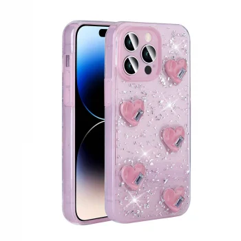 iPhone 14 Pro Max Kılıf Airbagli Simli Arka Yüzey Işıltı Silikon Kapak