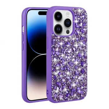 iPhone 14 Pro Max Kılıf Parlak Taşlı Tasarım Linea Kapak