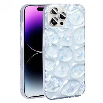 iPhone 14 Pro Max Kılıf Simli 3D Desenli Hacar Kapak