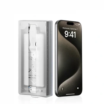 iPhone 14 3D Oliv HD Temperli Cam Ekran Koruyucu + Kolay Uygulama Aparatı