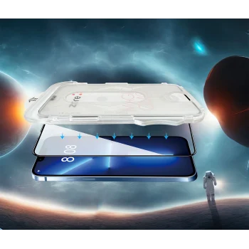 iPhone 14 Uyumlu Kolay Uygulama Aparatlı 5D Magic Glass Cam Ekran Koruyucu