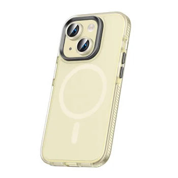 iPhone 15 Kılıf Airbagli M-safe Wireless Şarj Özellikli Lens Koruyuculu Klaptika Kapak