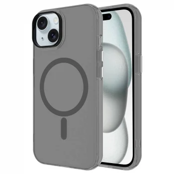 iPhone 15 Kılıf M-safe Şarj Özellikli Buzlu Transparan C-Pro Sert Kapak