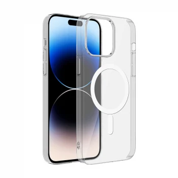 iPhone 15 Plus Kamera Korumalı M-Safe Şarj Özellikli Şeffaf London Sert PC Kapak
