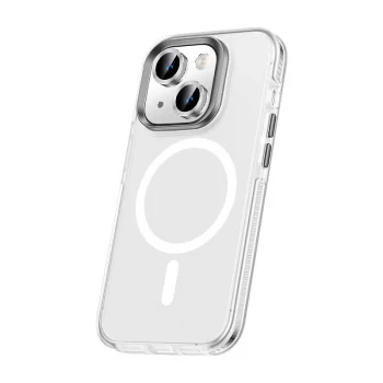 iPhone 15 Plus Kılıf Airbagli M-safe Wireless Şarj Özellikli Lens Koruyuculu Klaptika Kapak