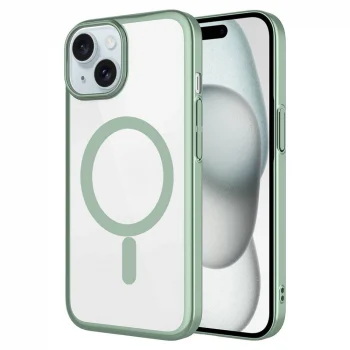 iPhone 15 Plus Kılıf Wireless Şarj Özellikli Sert PC Mat Riksos M-safe Kapak
