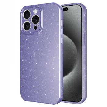 iPhone 15 Pro Kılıf Kamera Korumalı Simli Lüks Koton Kapak