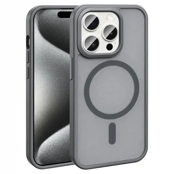iPhone 15 Pro Kılıf M-safe Şarj Özellikli Mat Arka Yüzey Sio Kapak