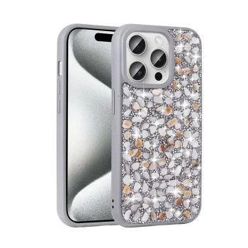 iPhone 15 Pro Kılıf Parlak Taşlı Tasarım Linea Diamond Kapak