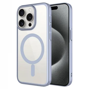 iPhone 15 Pro Kılıf Wireless Şarj Özellikli Sert PC Mat Riksos M-safe Kapak