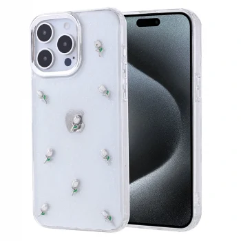 iPhone 15 Pro Max Kılıf Airbag Tasarımlı Simli Şeffaf Kutup Kapak