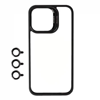 iPhone 15 Pro Max Kılıf Kamera Lens Korumalı Standlı Klon Lensli Kapak