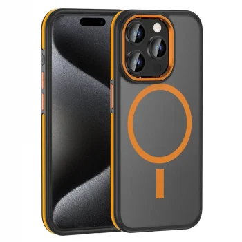 iPhone 15 Pro Max Kılıf M-safe Şarj Özellikli Mat Görünümlü Ant Kapak