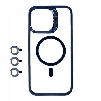 iPhone 15 Pro Max Kılıf M-safe Şarj Özellikli Standlı M-safe Klon Lensli Kapak