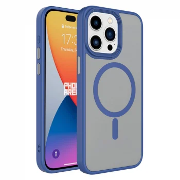 iPhone 15 Pro Max Kılıf Mat Arka Yüzey Wireless Şarj Özellikli Flet M-safe Kapak