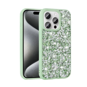iPhone 15 Pro Max Kılıf Parlak Taşlı Tasarım Linea Diamond Kapak