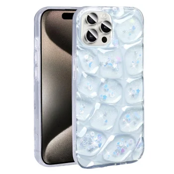 iPhone 15 Pro Max Kılıf Simli 3D Desenli Hacar Kapak